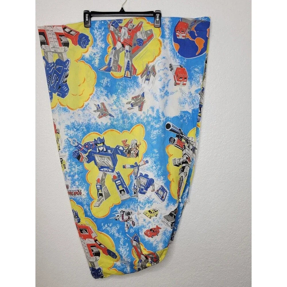 Vintage 1980s Transformers Optimus Prime Twin Bed Sheets Set Fitted & Flat Sheet